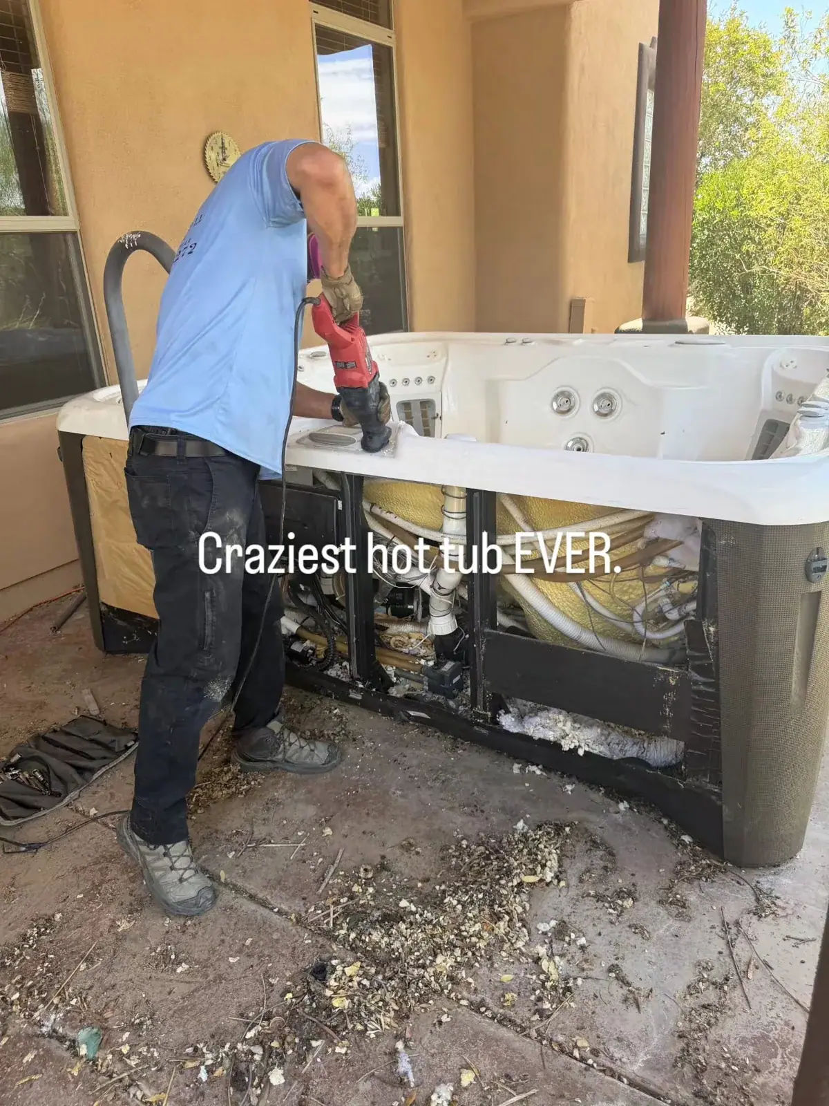 Hot tub removal: before by Waste Wizards in Scottsdale, Arizona